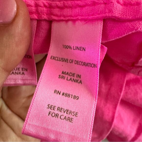 New Lilly Pulitzer Sarasota Tunic Blouse Pink Isle 100% Linen Women's sz XL - Picture 8 of 8